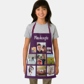 Paarse gepersonaliseerde fotocollage scriptnaam schort (Insitu)