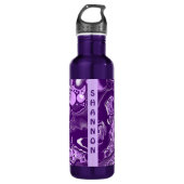 Paarse gepersonaliseerde marmerbare fluïde kunst waterfles  (Voorkant)