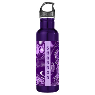 Paarse gepersonaliseerde marmerbare fluïde kunst waterfles