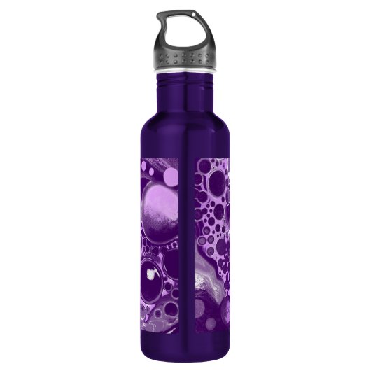 Paarse gepersonaliseerde marmerbare fluïde kunst waterfles (Achterkant)