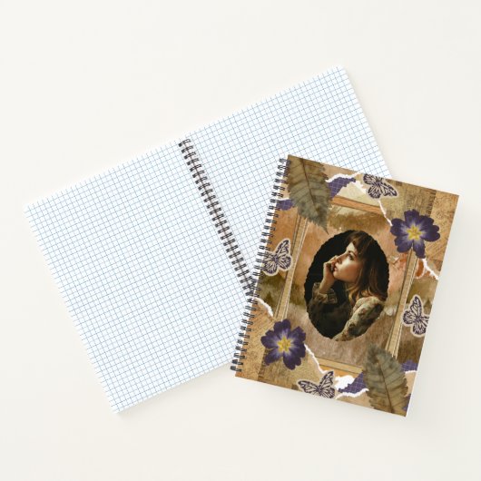 Paarse geperste Flower Memory Lijst Notitieboek (Binnen)