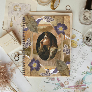 Paarse geperste Flower Memory Lijst Notitieboek