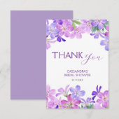 Paarse Geranium Bloemige Bruidsborrel Bedankkaart (Voorkant / Achterkant)