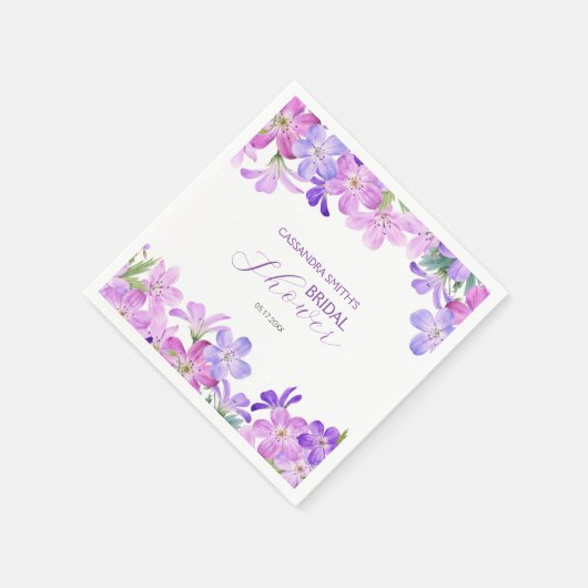 Paarse Geranium Bruids Brunch Shower Servet (Hoek)