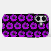 Paarse Geranium Floral Pattern op Black Case-Mate iPhone Case (Achterkant (horizontaal))
