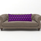 Paarse Geranium Floral Pattern op Black Lichaamskussen