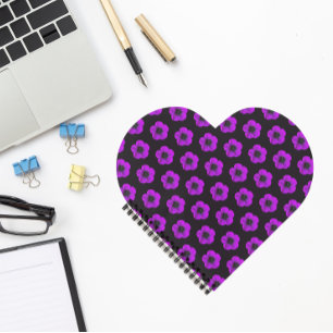 Paarse Geranium Floral Pattern op Black Notitieboek