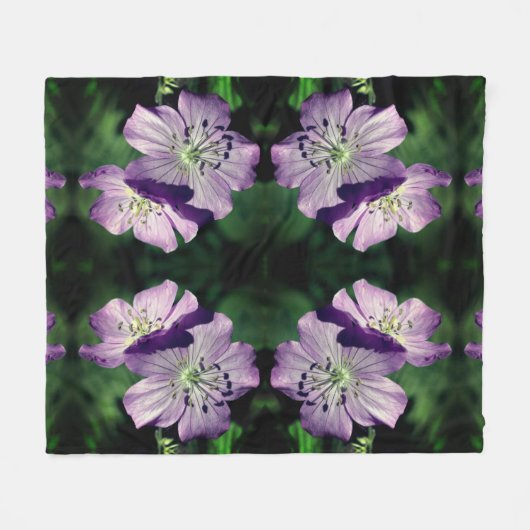 Paarse Geranium Flower Pair Pattern Fleece (Voorkant (Horizontaal))