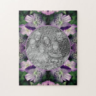 Paarse Geranium Flowers Lijst Uw foto toevoegen Legpuzzel