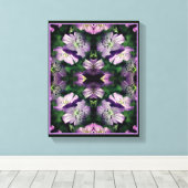 Paarse Geraniumbloemen Abstract vermenigvuldigd Canvas Afdruk (Insitu (Houten vloer))