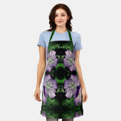 Paarse geraniumventilator gepersonaliseerd schort (Gedragen)