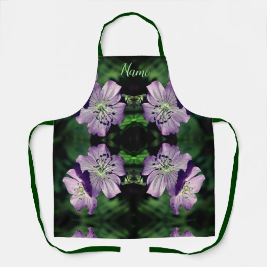 Paarse geraniumventilator gepersonaliseerd schort (Voorkant)