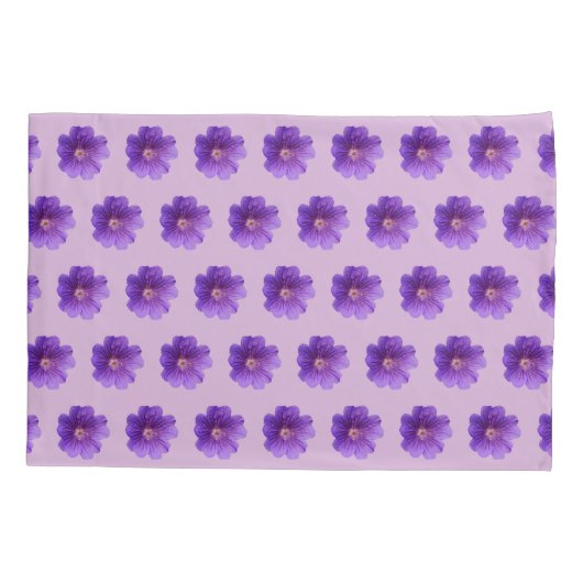 Paarse Geraniumventilator naadloos patroon op Kussensloop (Achterkant)