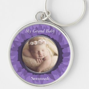 Paarse Gerber Daisy Baby Foto Sleutelhanger
