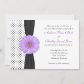 Paarse Gerber Daisy Polka Dot Wedding Uitnodiging (Voorkant)