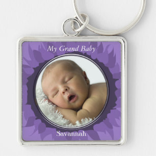 Paarse Gerber-Madeliefje Baby-Foto-Sleutelhanger Sleutelhanger