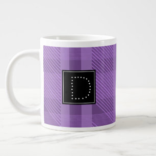 Paarse geruite gestreepte patroon monogram extra grote beker