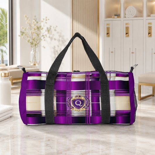 Paarse geruite monogram tas