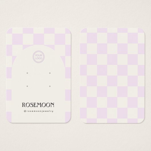 Paarse Geruite Oorbel Display Kaart (Voorkant /achterkant)