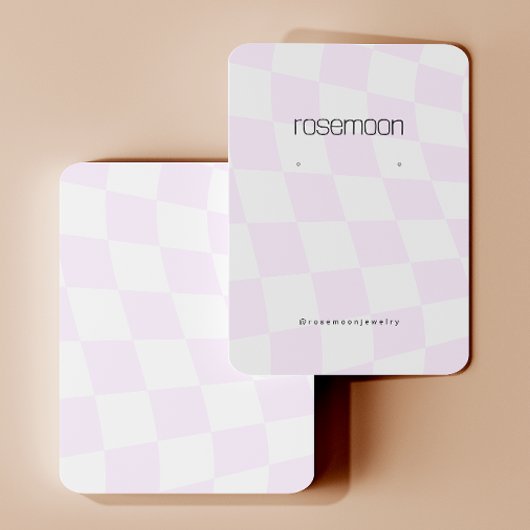 Paarse Geruite Oorbel Display Kaart