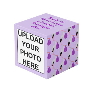 Paarse geslachtsneutrale Baby Ooievaar Scan Foto u Kubus