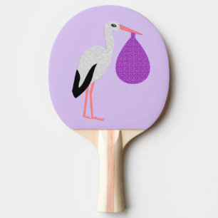 Paarse geslachtsneutrale Baby Ooievaar Tafeltennisbatje
