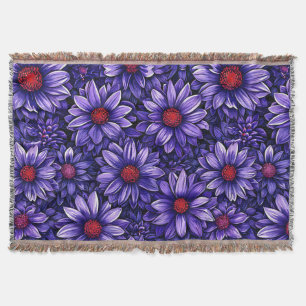 Paarse gestileerde bloemenpatroon deken