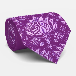 paarse gestileerde bloemenprint stropdas