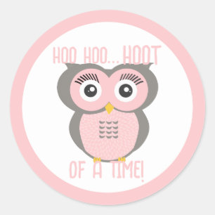 Paarse gestileerde geometrische uil ronde sticker