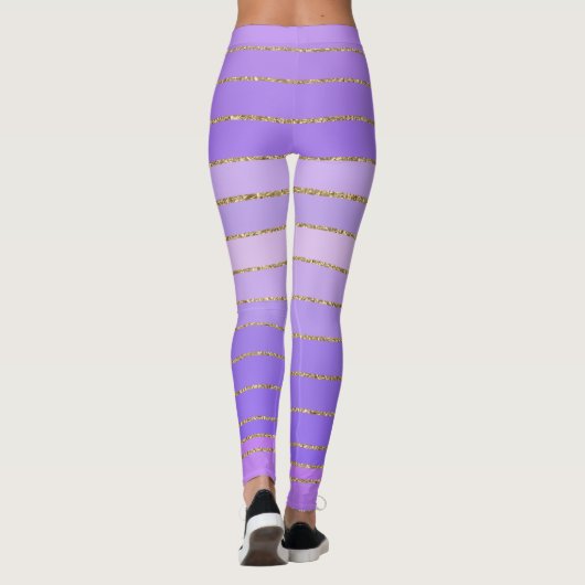 Paarse gestreepte broek met gouden rand leggings (Achterkant)