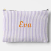 Paarse gestreepte, oranje letters accessoire zakje etui (Voorkant)