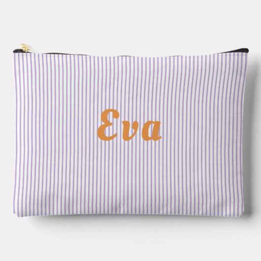 Paarse gestreepte, oranje letters accessoire zakje etui (Voorkant)