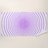 Paarse gestreepte witte strandhanddoek strandlaken (Voorkant)