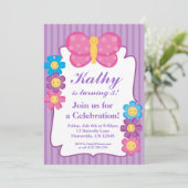 Paarse gestripte vlinder - uitnodiging (Staand voorkant)