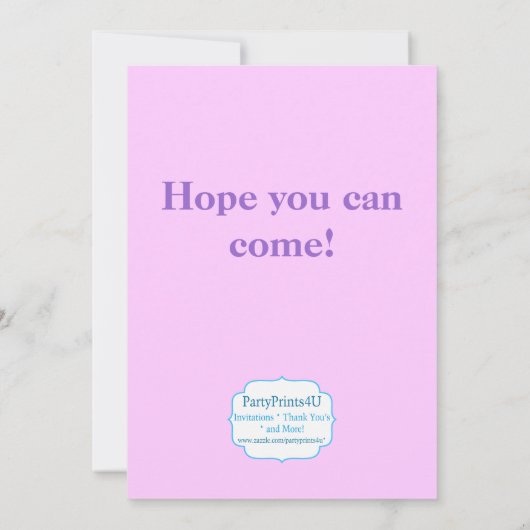 Paarse gestripte vlinder - uitnodiging (Achterkant)