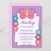 Paarse gestripte vlinder - uitnodiging (Voorkant / Achterkant)