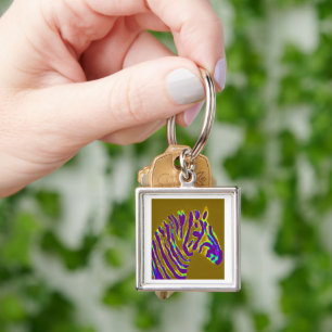 Paarse gestripte Zebra Wilde Dier Sleutelhanger