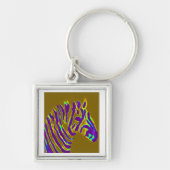 Paarse gestripte Zebra Wilde Dier Sleutelhanger (Voorkant)