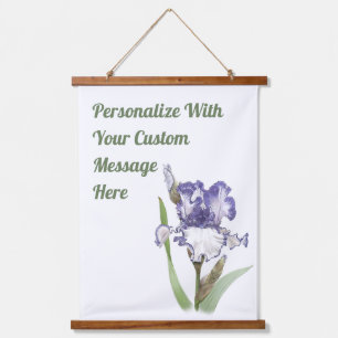 Paarse gevlekte Iris Floral Botanische Kunst Hangend Wandkleed