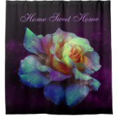 Paarse gezoende turquoise Roos douchegordijn (Voorkant)