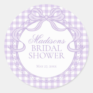 Paarse Gingham Coquette Strik Bruidsdouche Zegel