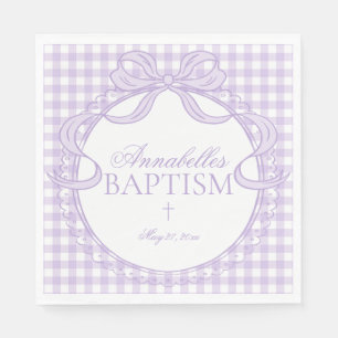 Paarse Gingham Coquette Strik Doop Tafel Decoratie Servet