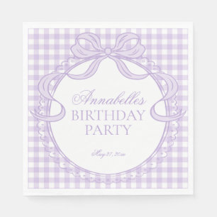 Paarse Gingham Coquette Strik Verjaardagsfeest Des Servet
