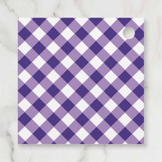 Paarse Gingham en Zonnebloem Bedankt Bedankjes Labels (Achterkant)