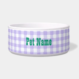 Paarse Gingham gepersonaliseerde dierennaam - Gepe Voerbakje
