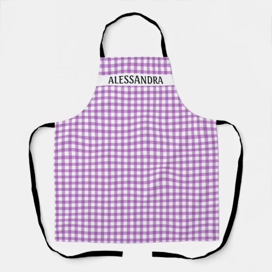 Paarse Gingham gepersonaliseerde landhuis Schort (Voorkant)