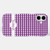 Paarse Gingham geruit Monogram Op maat gemaakte Ca Case-Mate iPhone Case (Achterkant (horizontaal))