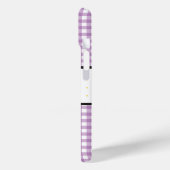 Paarse Gingham Geruite Bloem Initialen Case-Mate iPhone Case (Achterkant / Links)