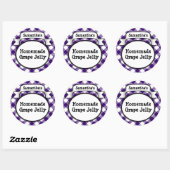 Paarse Gingham Grape Jelly Jam Jar/Lid Label (Vel)