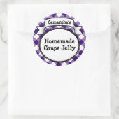 Paarse Gingham Grape Jelly Jam Jar/Lid Label (Tas)
